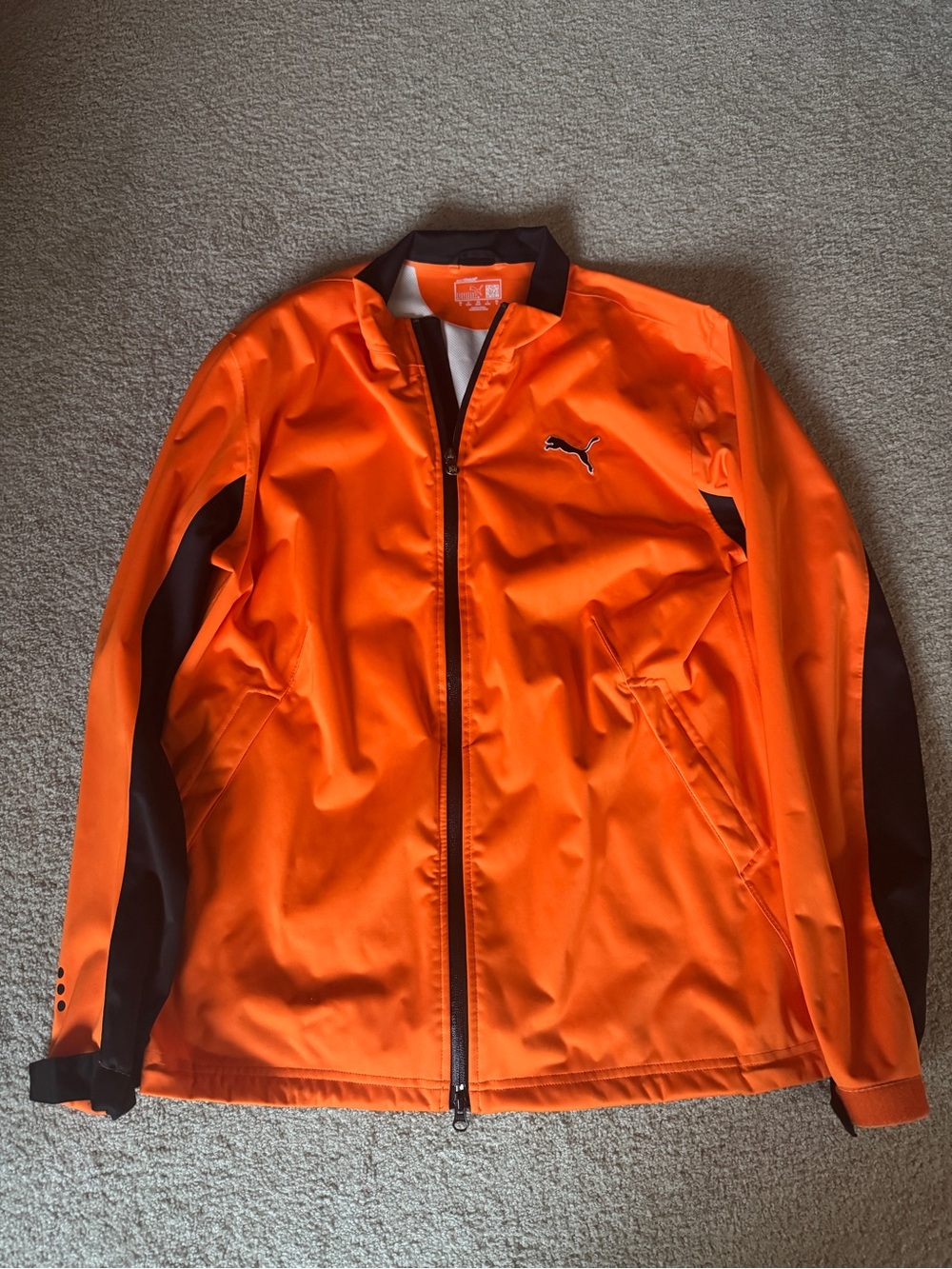 PUMA Men's Orange Storm Cell Zip Up Rain Jacket Rickie Fowler Medium